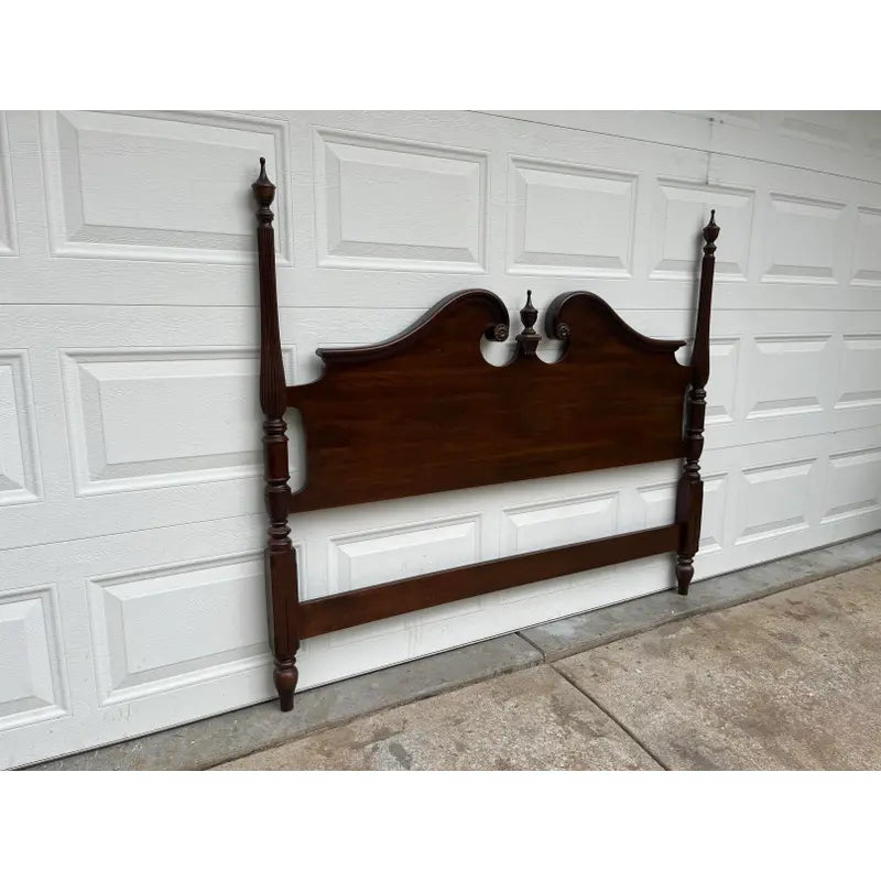 1970s Ethan Allen Georgian Court Queen Cherry 4-Poster Headboard