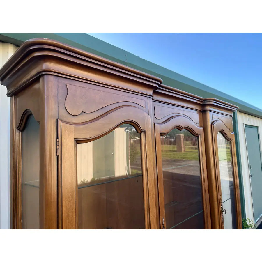 1980s Century Furniture French Country Illuminated China Cabinet