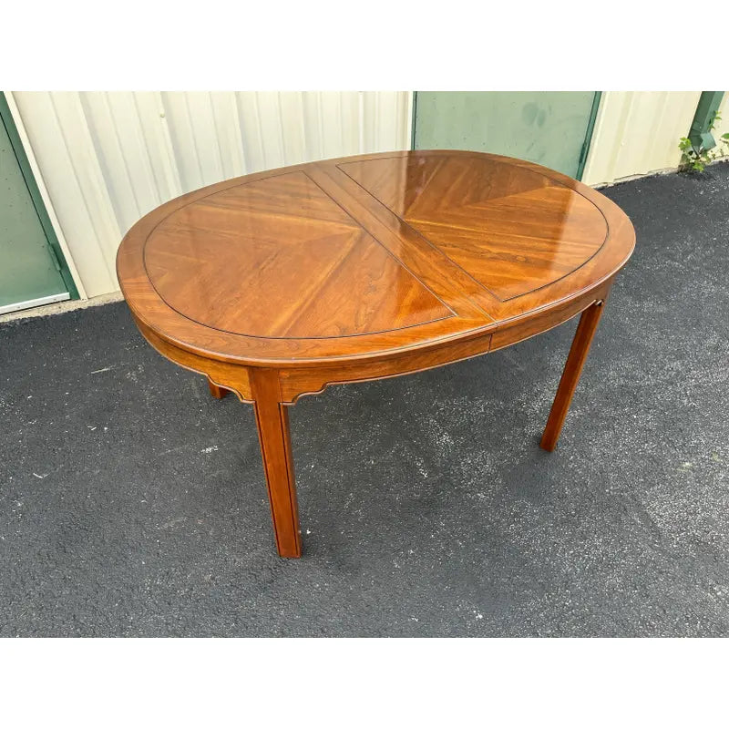 1980s Ethan Allen Canova Campaign Cherry Extension Dining Table