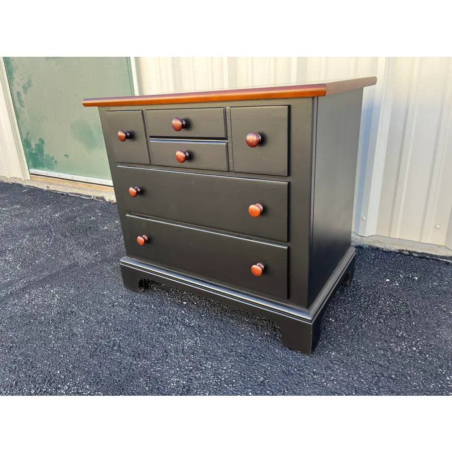 1990's Pair of Stanley Furniture Black and Cherry Nightstands