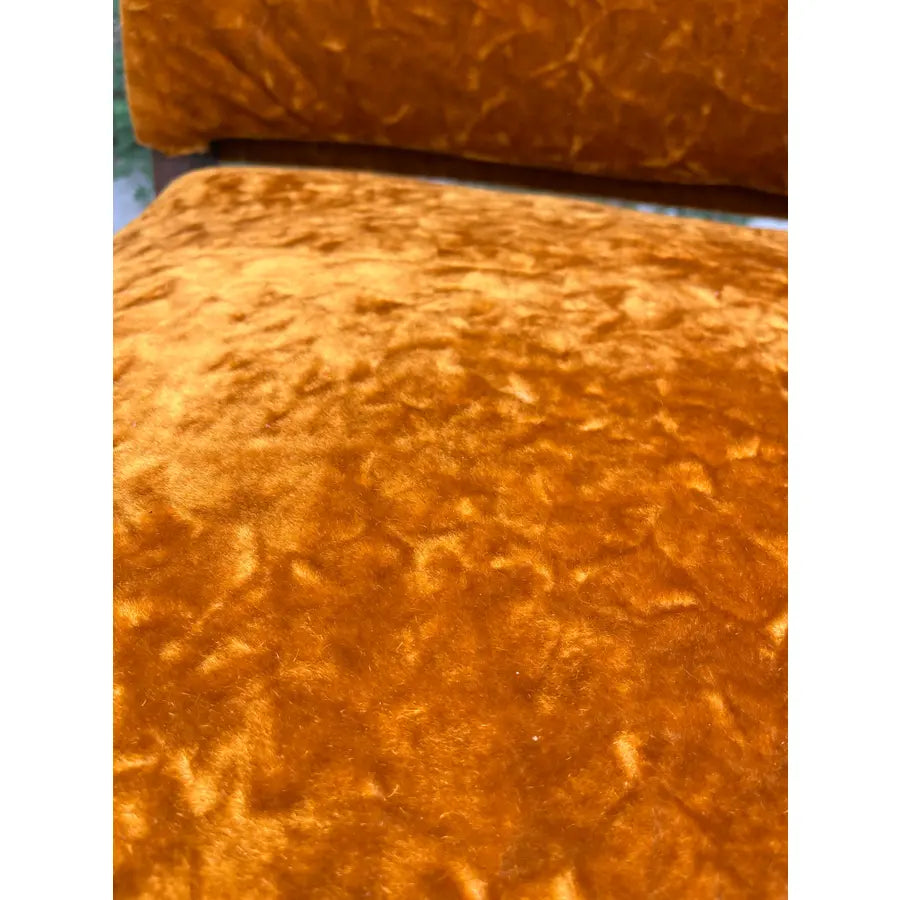 Dark Maple and Crushed Orange Velvet Rocking Chair
