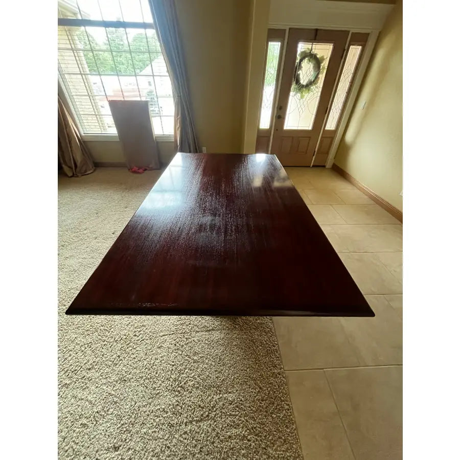 Double Pedestal Solid Mahogany Dining Table or Conference Table- Triple Column Chrome Bases