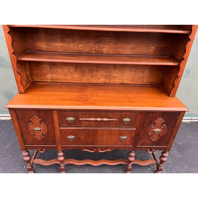 Early 1900's American Two-Piece Bookshelf Hutch Unit