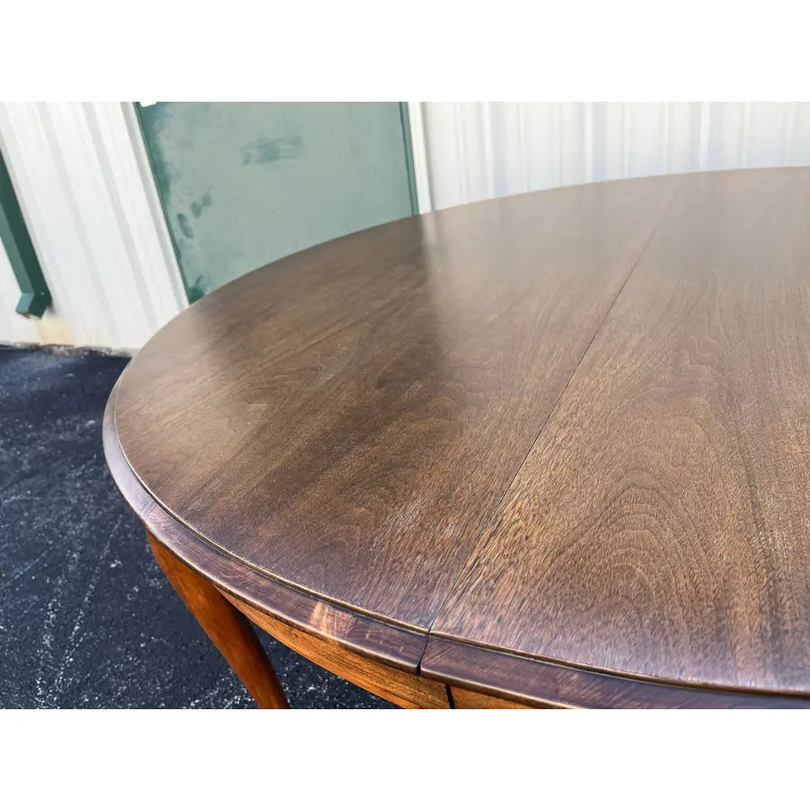 Early 1900s Large Round Oak Farmhouse Dining Table