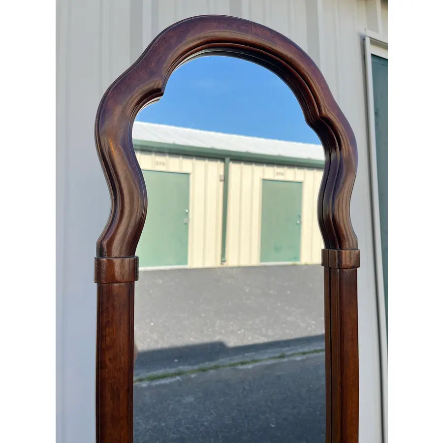 Single Drawer Cherry Entryway Console Table With Mirror