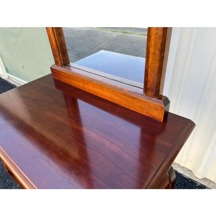 Single Drawer Cherry Entryway Console Table With Mirror