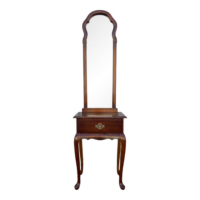 Single Drawer Cherry Entryway Console Table With Mirror