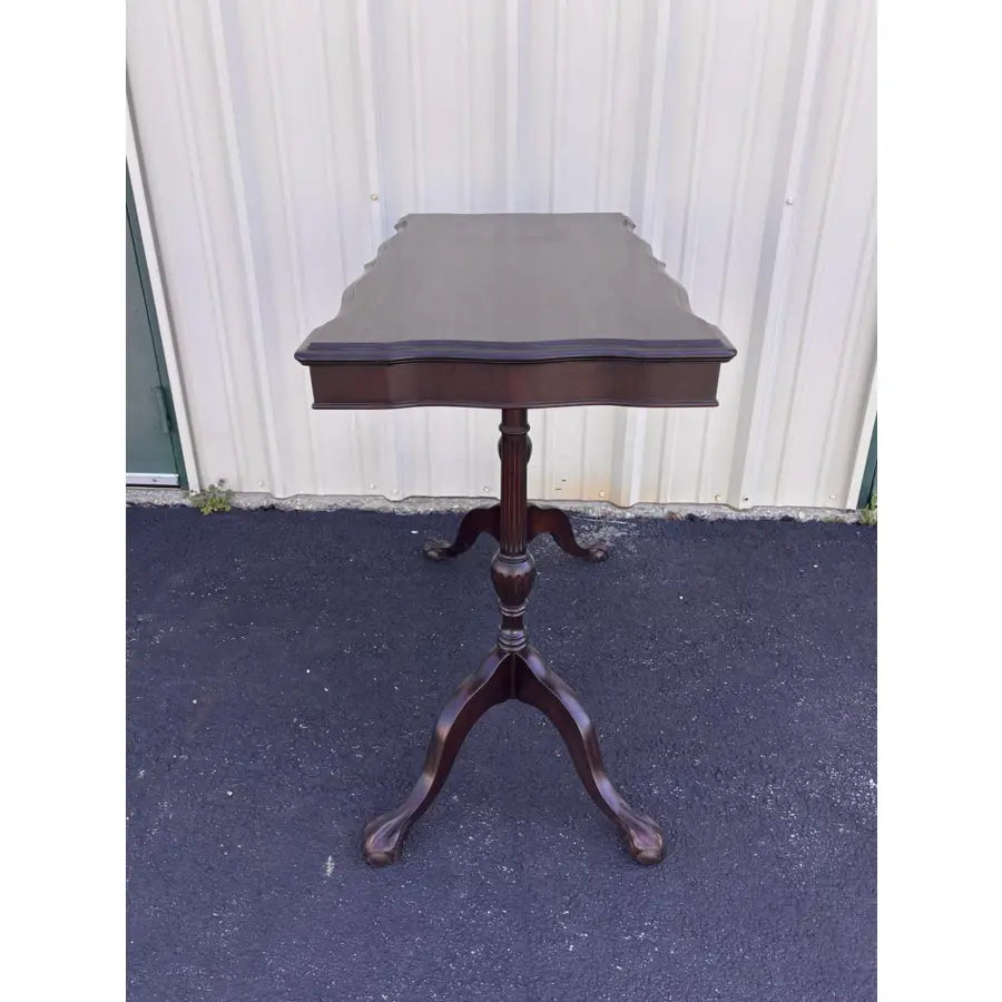 Traditional Victorian Mahogany Console Side Table- Clawfoot, Scalloped Edge