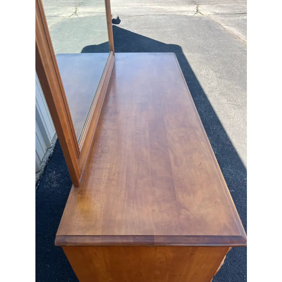 Vintage Ballman Cummings Solid Maple 8-Drawer Dresser With Mirror