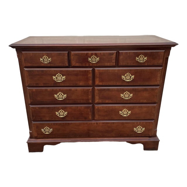 10-Drawer Georgian Style Banded Mahogany Chest of Drawers