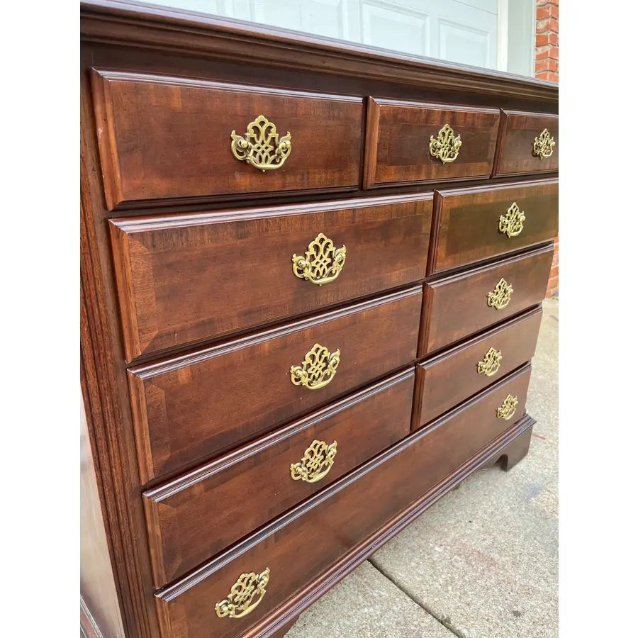 10-Drawer Georgian Style Banded Mahogany Chest of Drawers