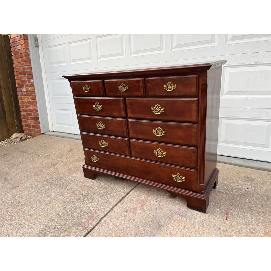 10-Drawer Georgian Style Banded Mahogany Chest of Drawers