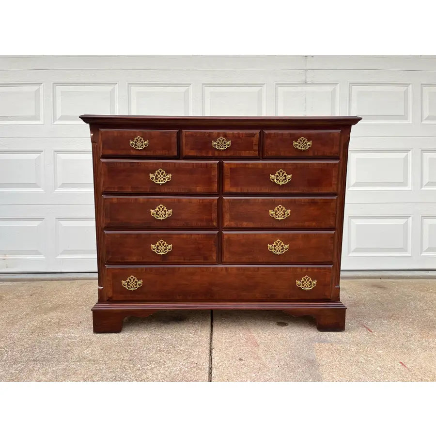 10-Drawer Georgian Style Banded Mahogany Chest of Drawers