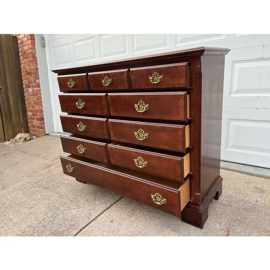10-Drawer Georgian Style Banded Mahogany Chest of Drawers