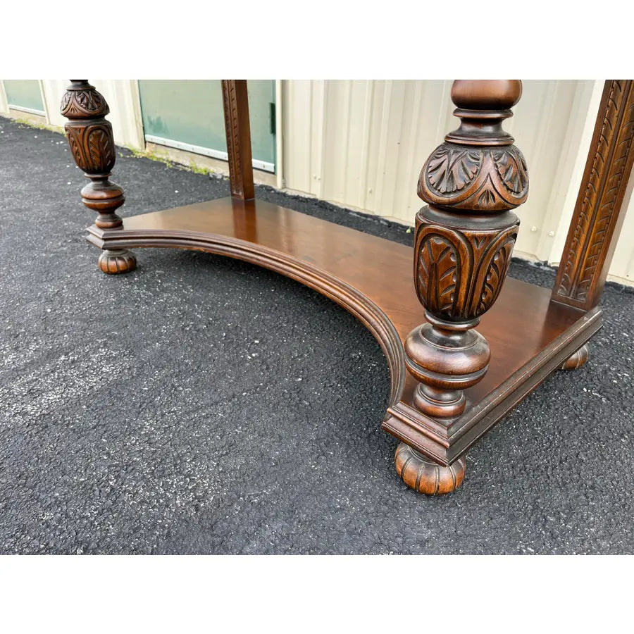1910s Revell & Co Jacobean Carved Walnut Dining Cabinet
