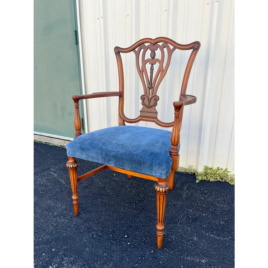 1930s Saginaw Furniture Louis XVI Walnut Dining Chairs- Set of 6 Newly Reupholstered
