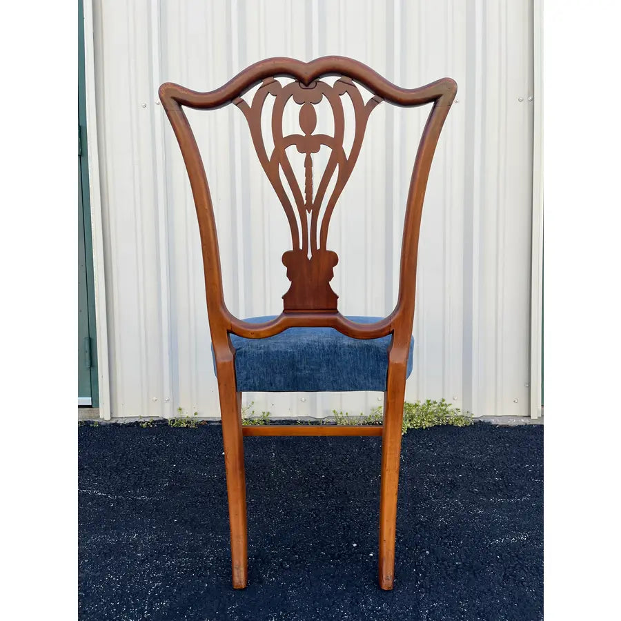 1930s Saginaw Furniture Louis XVI Walnut Dining Chairs- Set of 6 Newly Reupholstered
