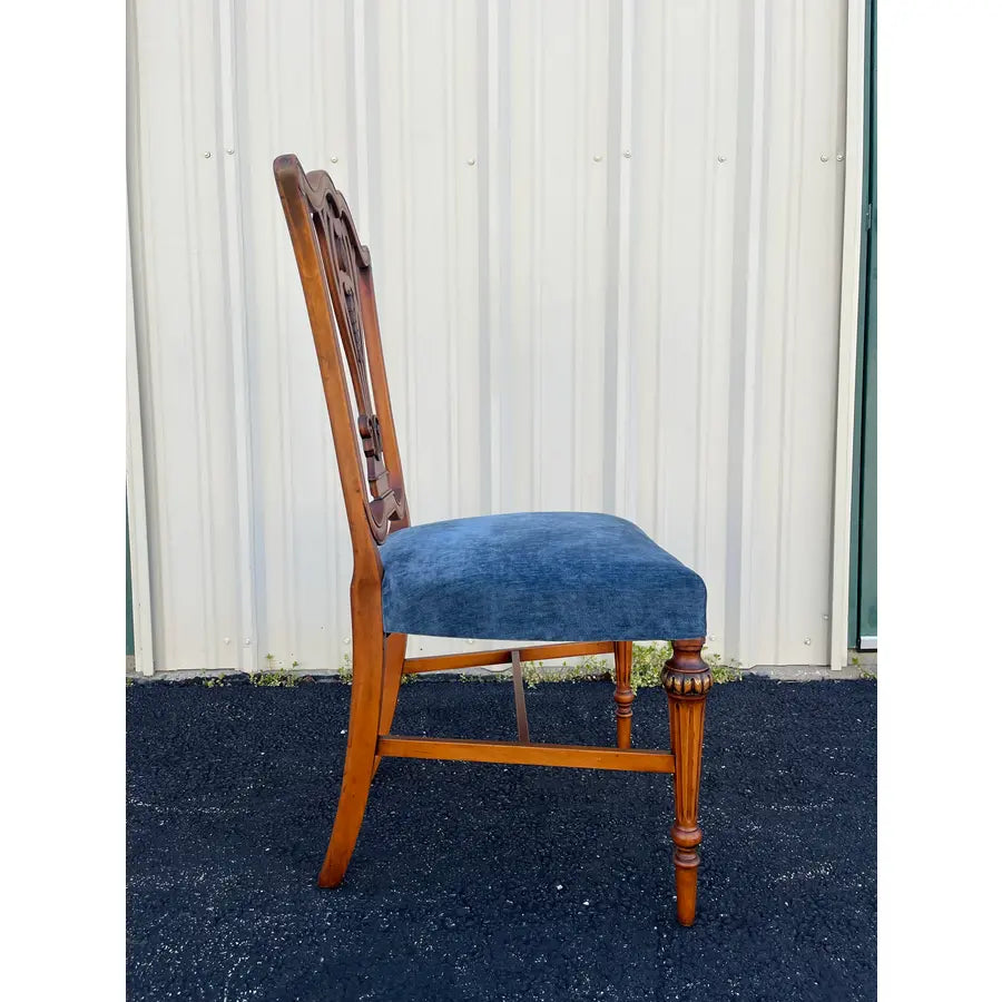 1930s Saginaw Furniture Louis XVI Walnut Dining Chairs- Set of 6 Newly Reupholstered
