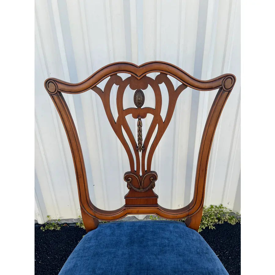 1930s Saginaw Furniture Louis XVI Walnut Dining Chairs- Set of 6 Newly Reupholstered