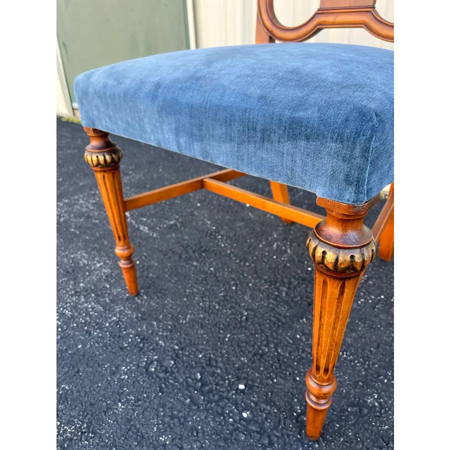 1930s Saginaw Furniture Louis XVI Walnut Dining Chairs- Set of 6 Newly Reupholstered