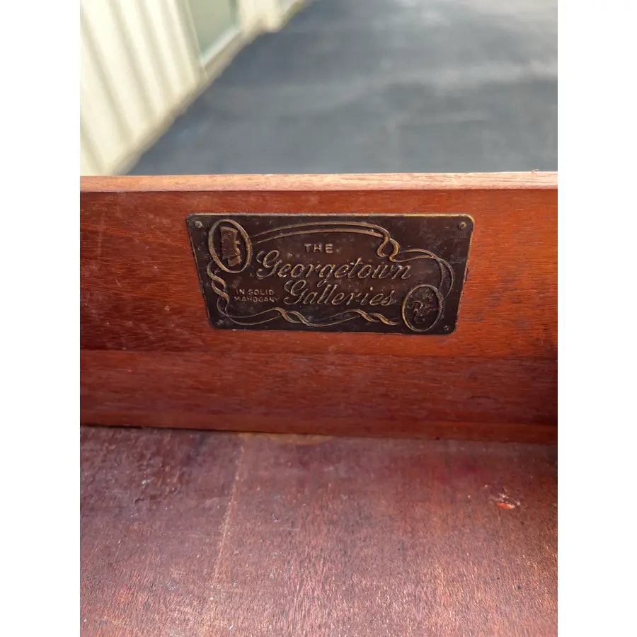 1950s Genuine Mahogany Two Piece Buffet Hutch Display Cabinet by Georgetown Galleries