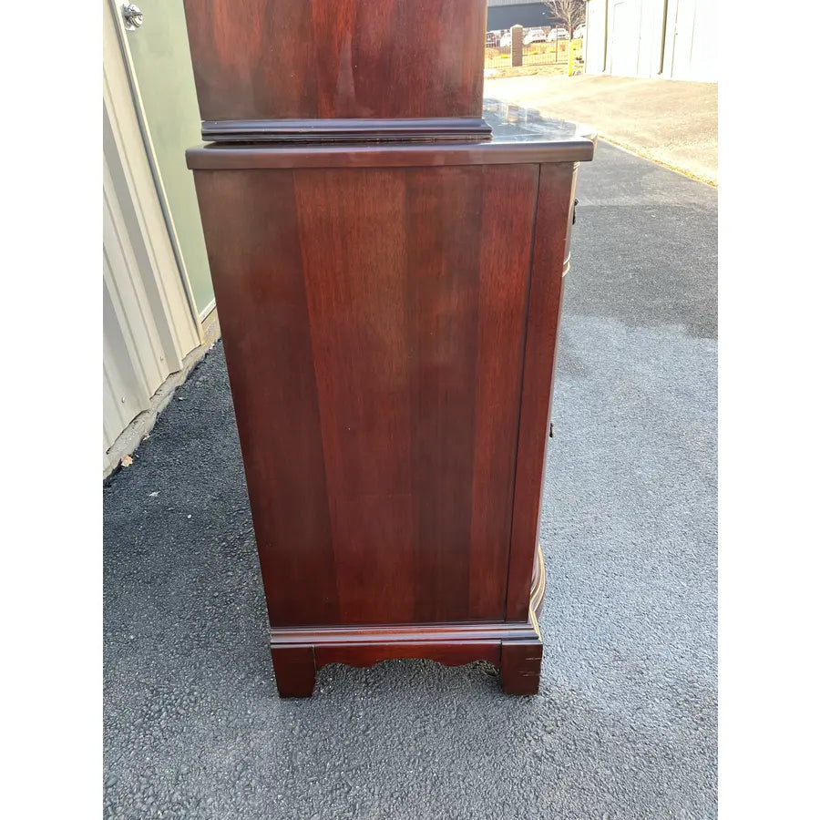 1950s Genuine Mahogany Two Piece Buffet Hutch Display Cabinet by Georgetown Galleries