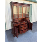 1950s Genuine Mahogany Two Piece Buffet Hutch Display Cabinet by Georgetown Galleries