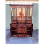 1950s Genuine Mahogany Two Piece Buffet Hutch Display Cabinet by Georgetown Galleries