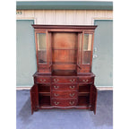 1950s Genuine Mahogany Two Piece Buffet Hutch Display Cabinet by Georgetown Galleries