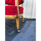 1950s Henredon Schoonbeck Waxed Canvas Oak Gaming Chairs- Set of 4