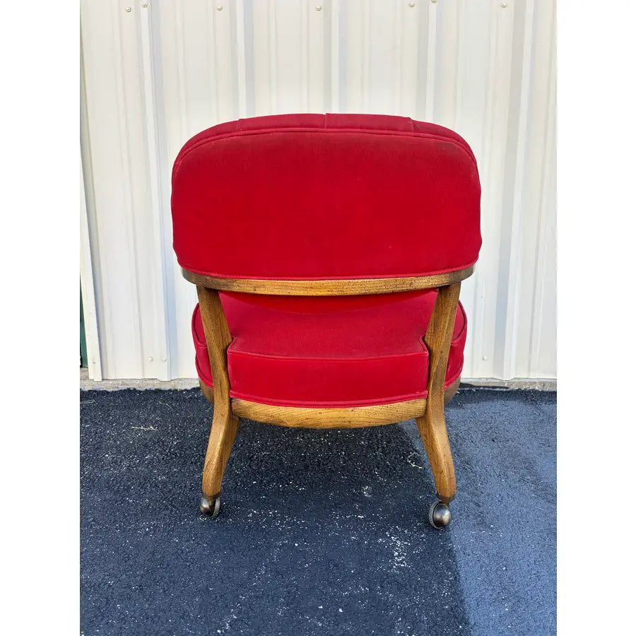 1950s Henredon Schoonbeck Waxed Canvas Oak Gaming Chairs- Set of 4