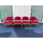 1950s Henredon Schoonbeck Waxed Canvas Oak Gaming Chairs- Set of 4