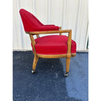 1950s Henredon Schoonbeck Waxed Canvas Oak Gaming Chairs- Set of 4