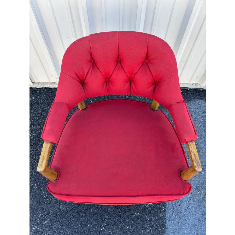 1950s Henredon Schoonbeck Waxed Canvas Oak Gaming Chairs- Set of 4