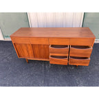 1960s Hooker Mainline 10-Drawer Walnut Long Dresser With Reversible Sliding Doors