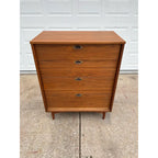 1960s Mainline by Hooker Walnut Four Drawer Tall Chest of Drawers- Newly Refinished