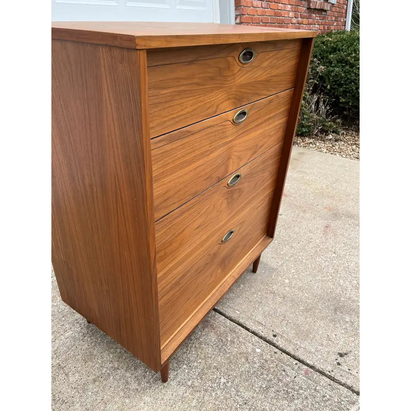 1960s Mainline by Hooker Walnut Four Drawer Tall Chest of Drawers- Newly Refinished