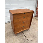 1960s Mainline by Hooker Walnut Four Drawer Tall Chest of Drawers- Newly Refinished