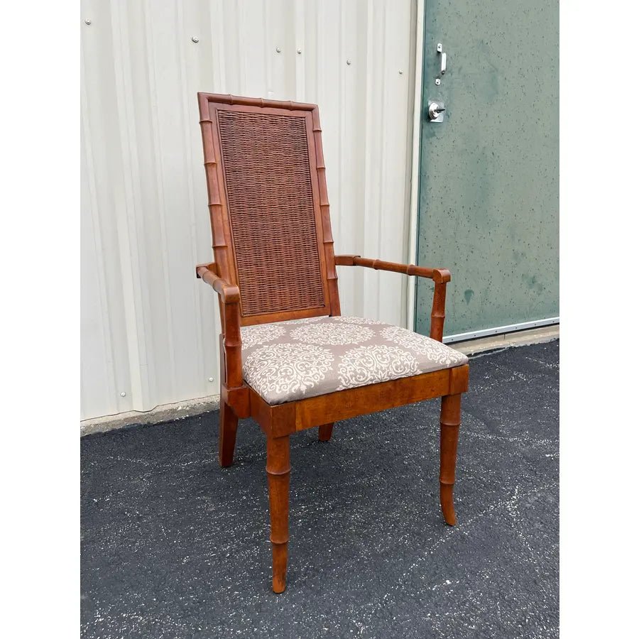 1970s American of Martinsville Faux Bamboo and Rattan Dining Chairs- Set of 6