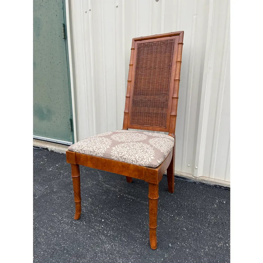 1970s American of Martinsville Faux Bamboo and Rattan Dining Chairs- Set of 6