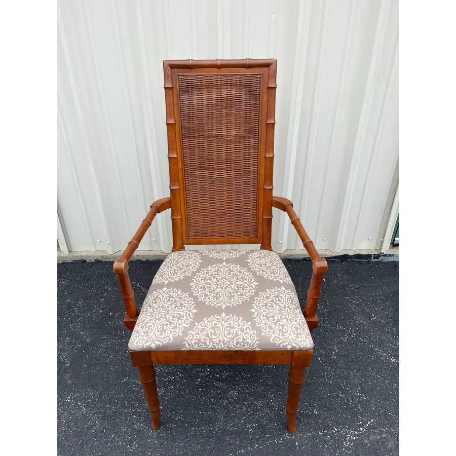 1970s American of Martinsville Faux Bamboo and Rattan Dining Chairs- Set of 6