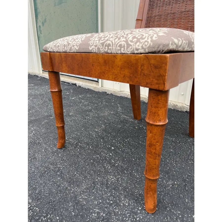 1970s American of Martinsville Faux Bamboo and Rattan Dining Chairs- Set of 6