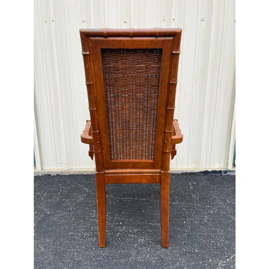 1970s American of Martinsville Faux Bamboo and Rattan Dining Chairs- Set of 6