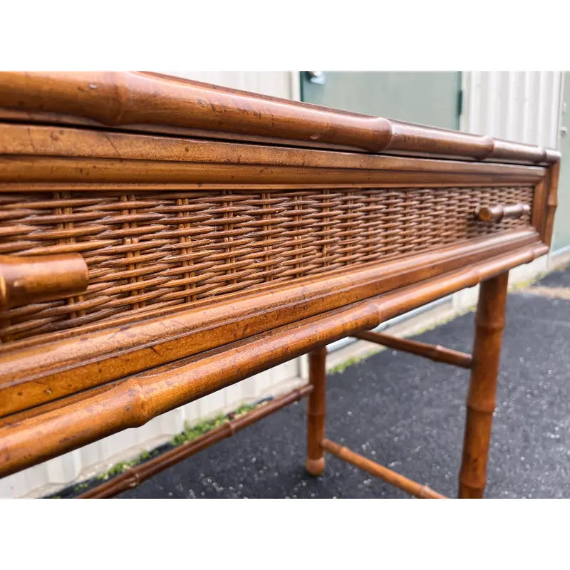 1970's American of Martinsville Faux Bamboo Writing Desk
