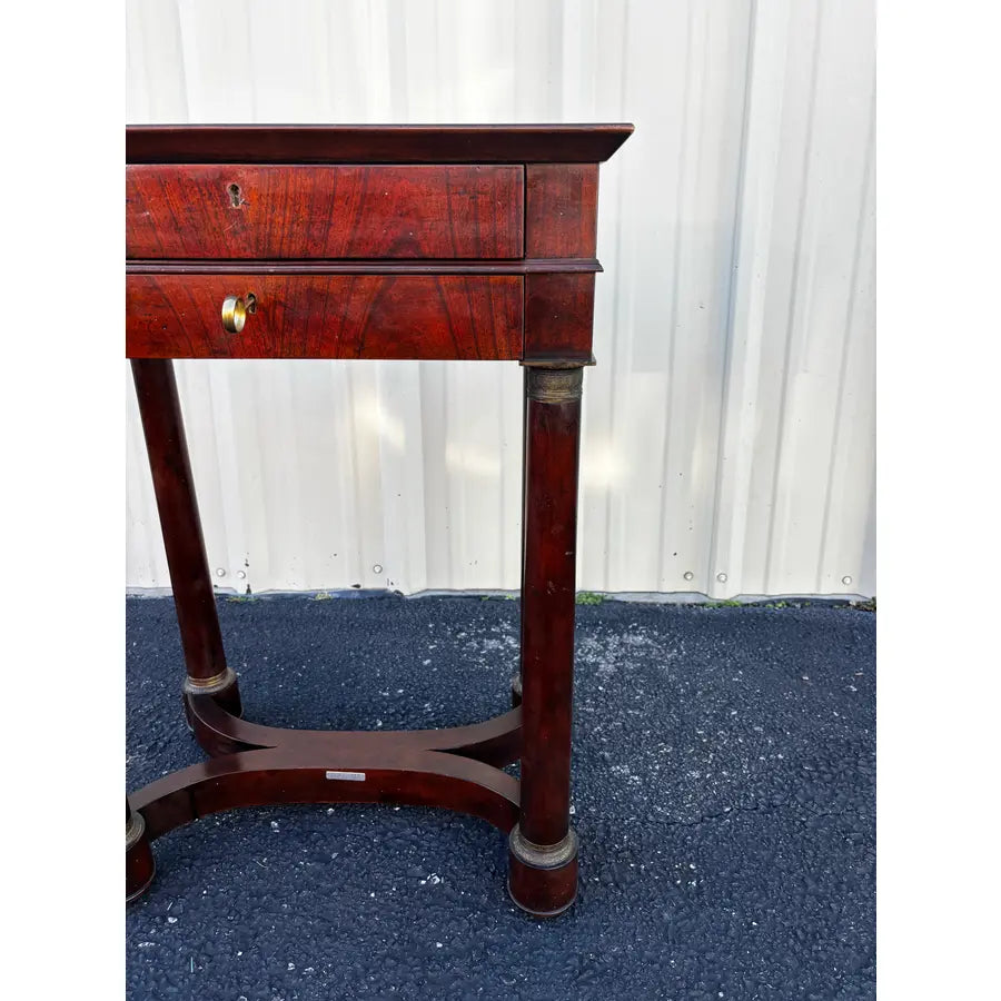 1970s Baker Furniture Empire Style Mahogany Two-Drawer Side End Table