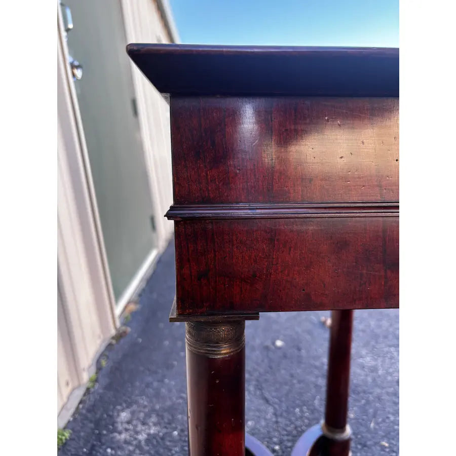 1970s Baker Furniture Empire Style Mahogany Two-Drawer Side End Table