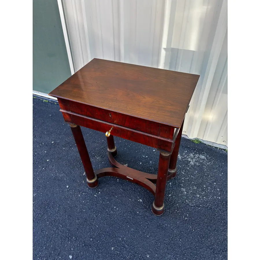1970s Baker Furniture Empire Style Mahogany Two-Drawer Side End Table