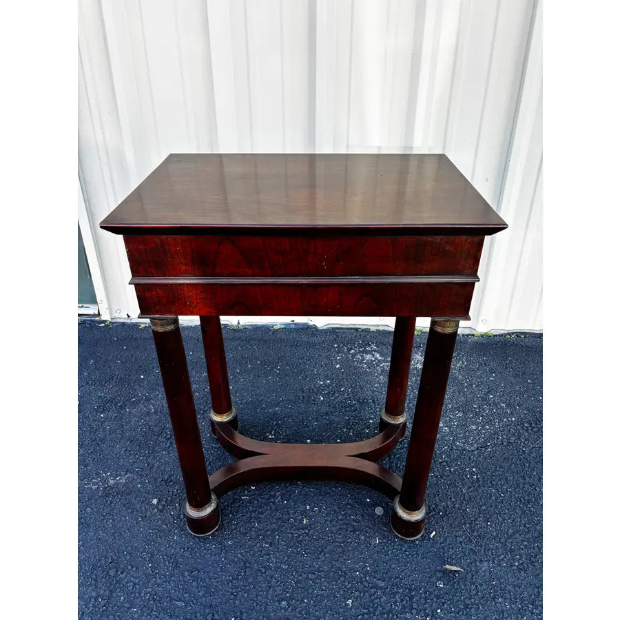 1970s Baker Furniture Empire Style Mahogany Two-Drawer Side End Table