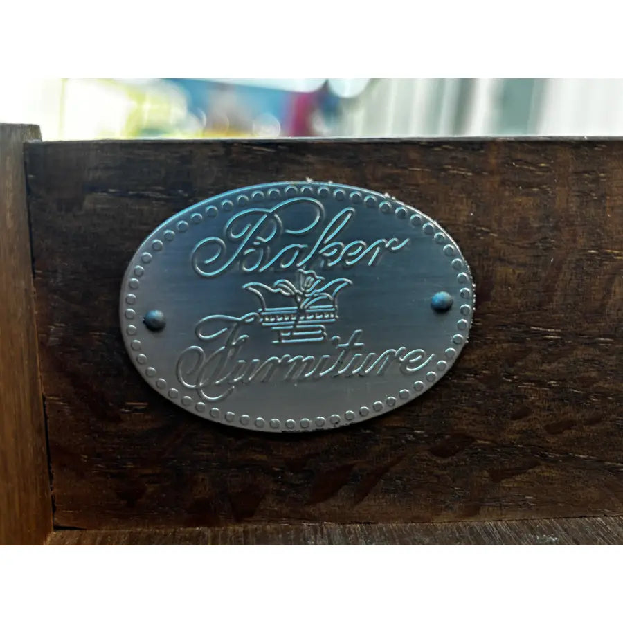 1970s Baker Furniture Empire Style Mahogany Two-Drawer Side End Table