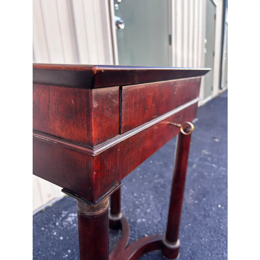 1970s Baker Furniture Empire Style Mahogany Two-Drawer Side End Table